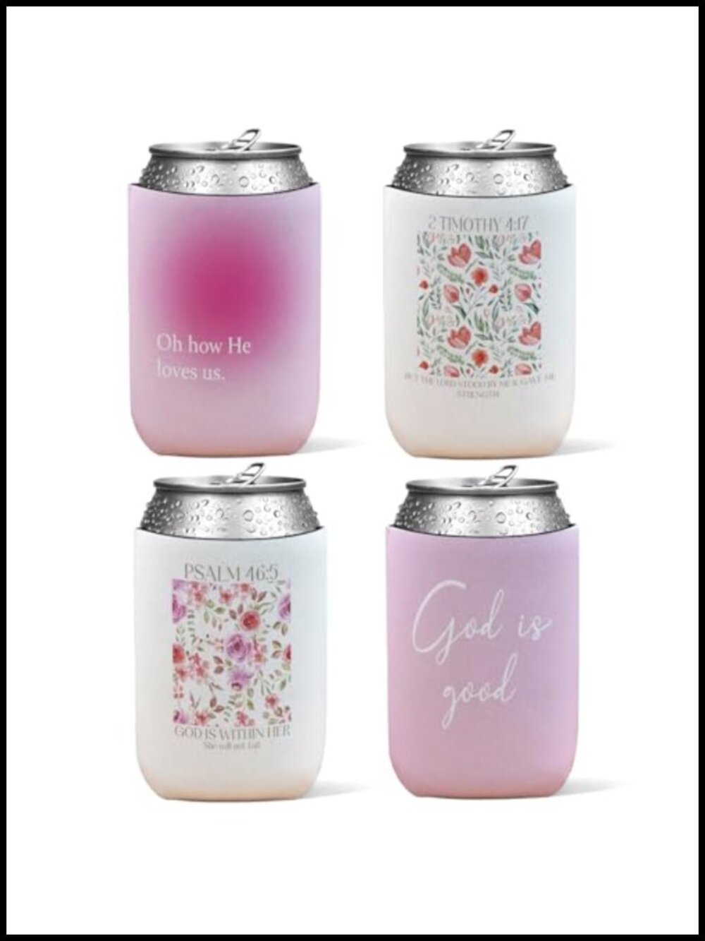 4 Pack Reusable Neoprene Can Cooler Sleeves for Cold Hot Drinks